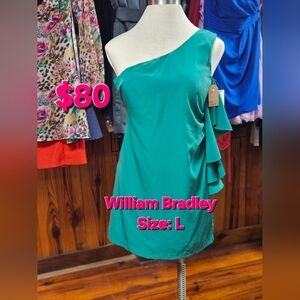 William Bradley Green One-Shoulder Dress